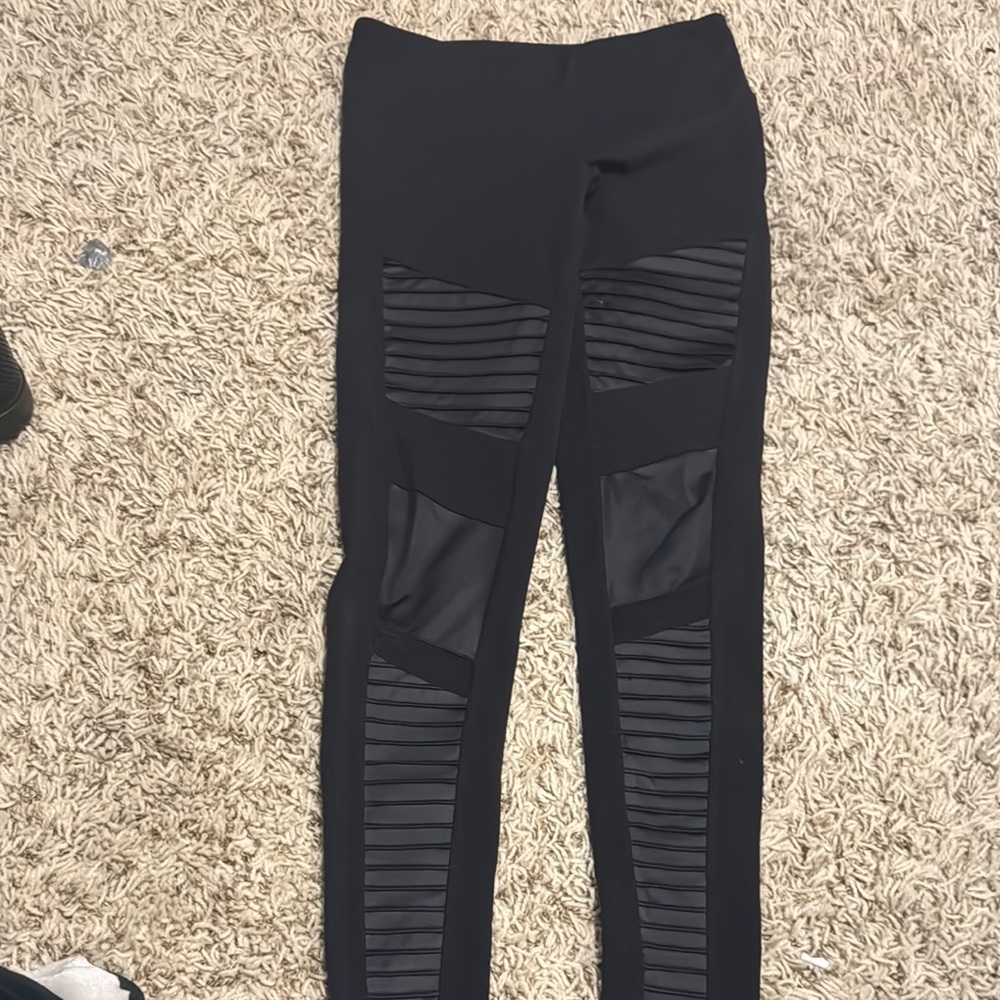 Alo Black Leggings with Mesh Panels